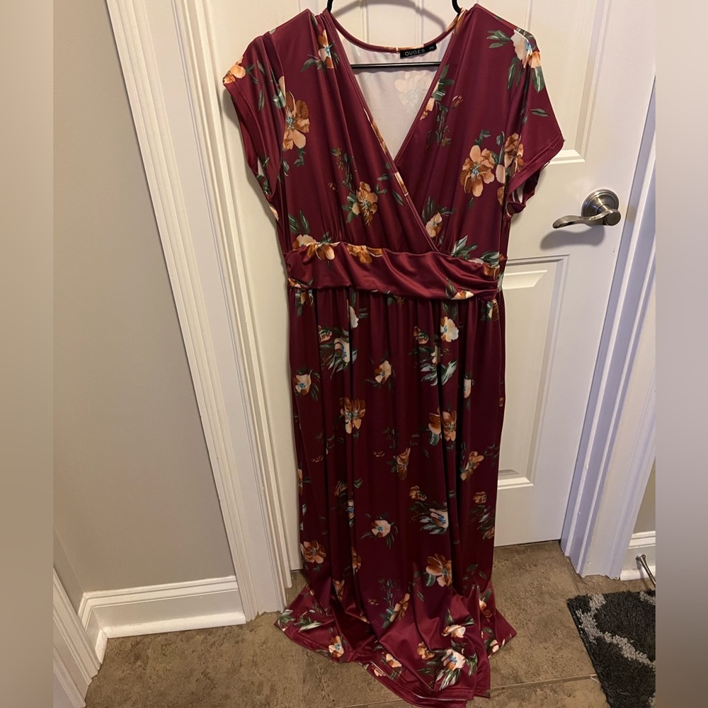 Burgundy floral maxi dress